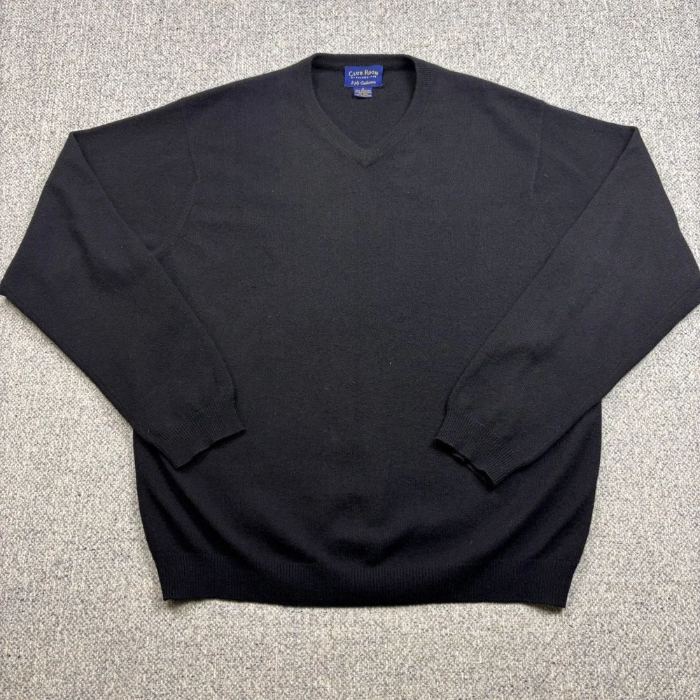 Club Room Men's Size 2-Ply Cashmere‎ V-Neck 100% Cashmere Sweater